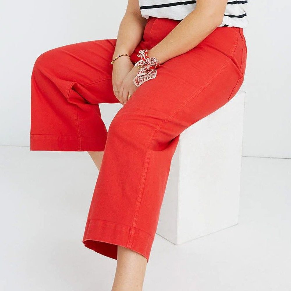 Madewell Emmett Wide Leg Crop Red